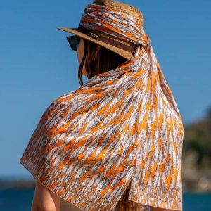 Foulard in Cotone Stampato Fantasia Arancio