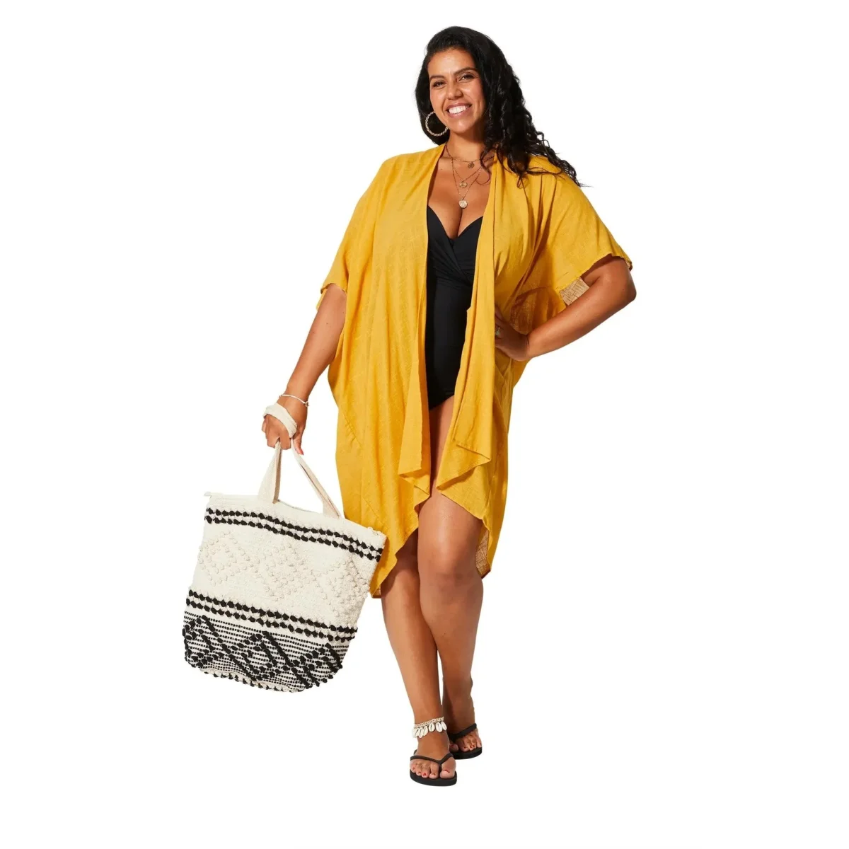 Kimono Estivo Lungo Giallo - immagine 4