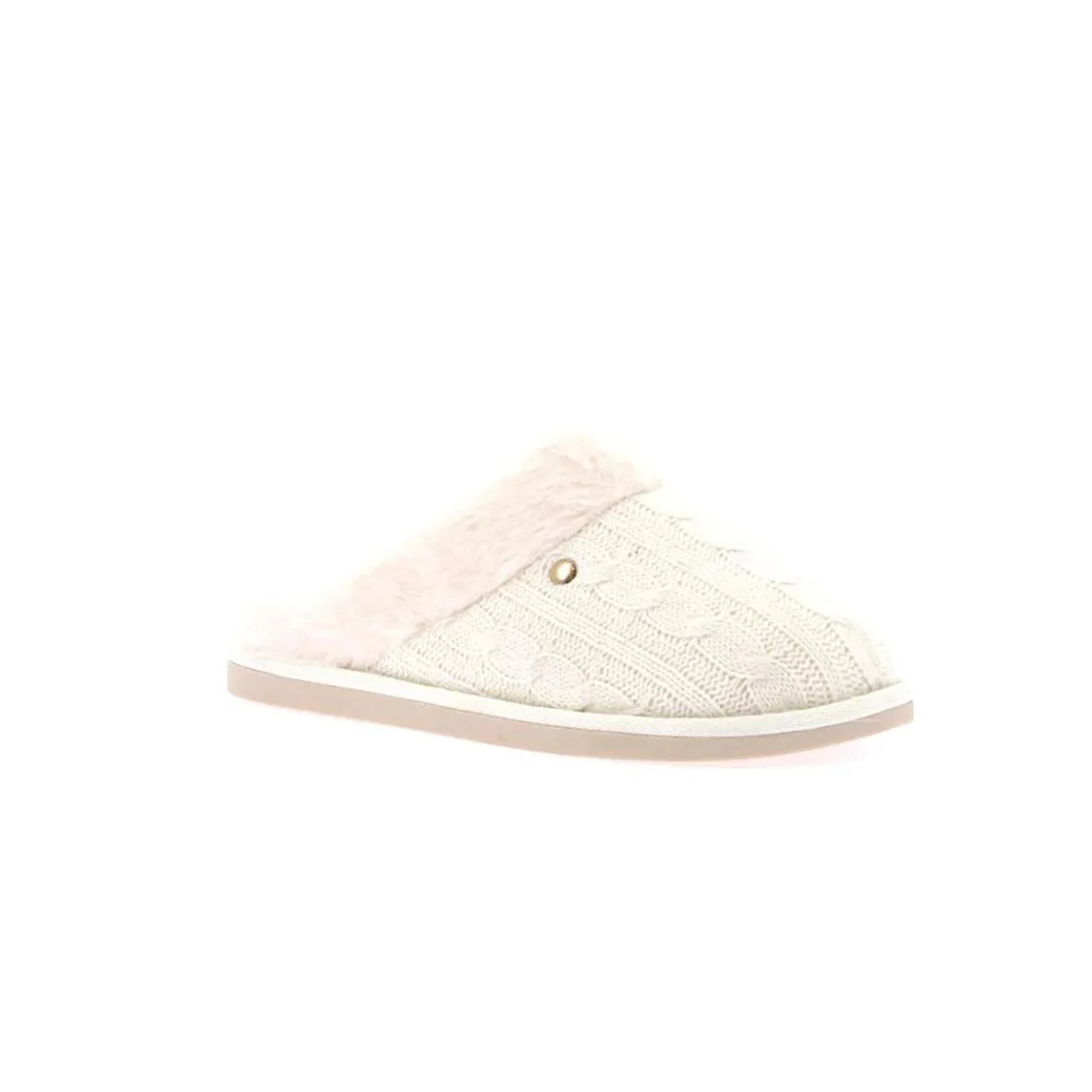 Pantofole Donna Maglia e Peluche Panna - immagine 3