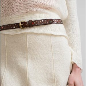 Biba Cintura Donna Pelle Cuoio con Borchie