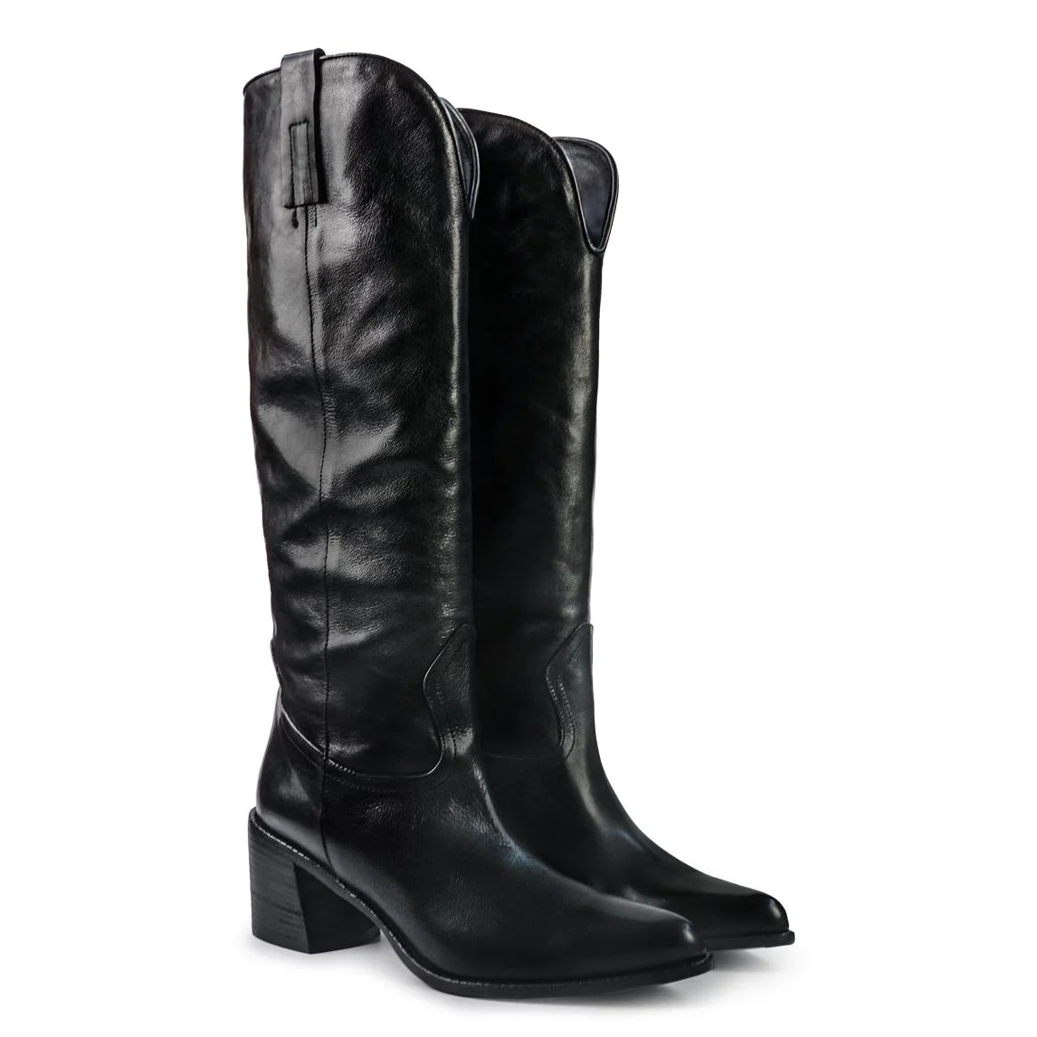 Gianni Crasto Stivale Camperos Tubolare Donna in Pelle Nera con Tacco Medio - immagine 3