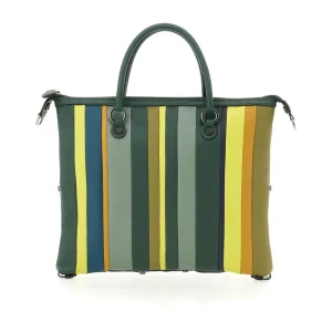 Borsa Shopper Trasformabile in Pelle Righe Toni Bosco