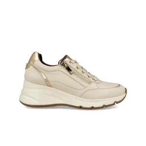 Impronte Sneakers Donna Lacci e Zip in Pelle Off White