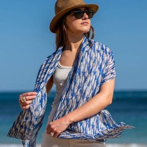 Foulard in Cotone Stampato Fantasia Blu