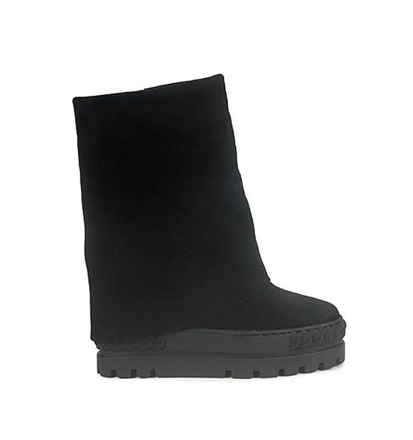 Tsakiris Mallas Stivali Donna Double Face con Risvolto e Zeppa in Camoscio Nero - immagine 2