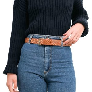 Cinture Donna con Borchie in Pelle Cuoio