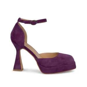 Decolletè Tacco Alto Plateau Camoscio Viola