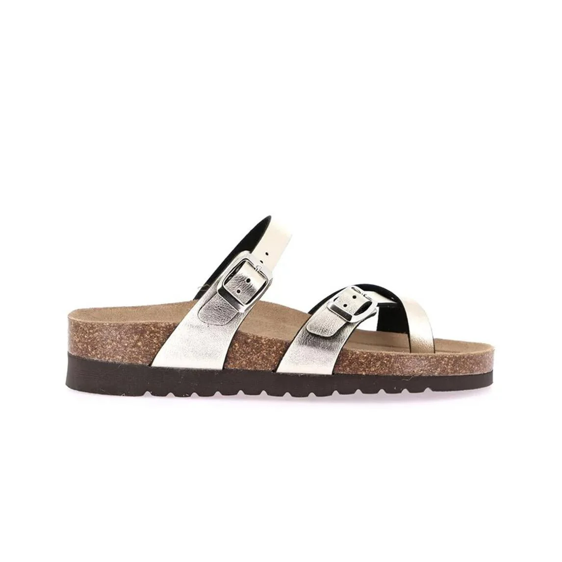 Grunland Sandali Infradito Donna Plantare Sughero Doppia Fibbia Champagne