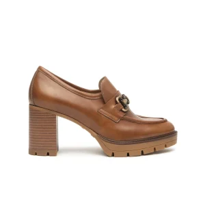 Nero Giardini Mocassini Donna con Tacco e Morsetto in Pelle Cuoio