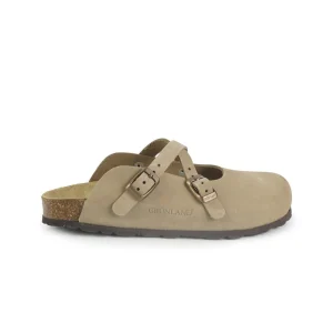 Grunland Sandali Sabot Sughero Pelle Nabuk Kaki