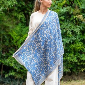 Foulard in Lana Misto Seta Azzurro