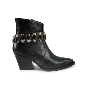 Stivaletti Tex Bruno Premi con Borchie in Pelle Nero Gun