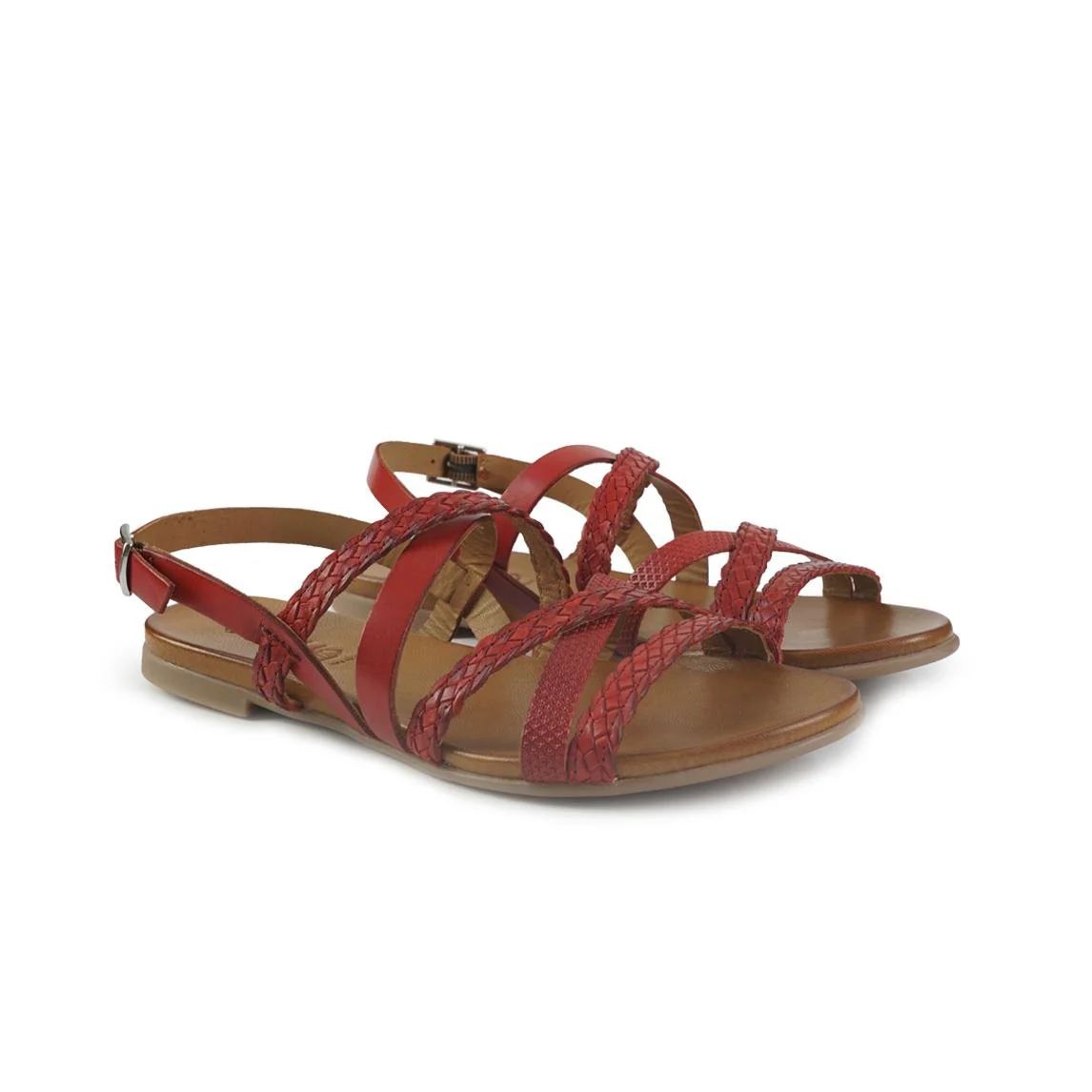 Vueva Sandali Flat Donna in Pelle Rosso - immagine 4