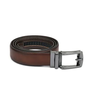 Frau Cintura Uomo con Chiusura a Scatto in Pelle Marrone