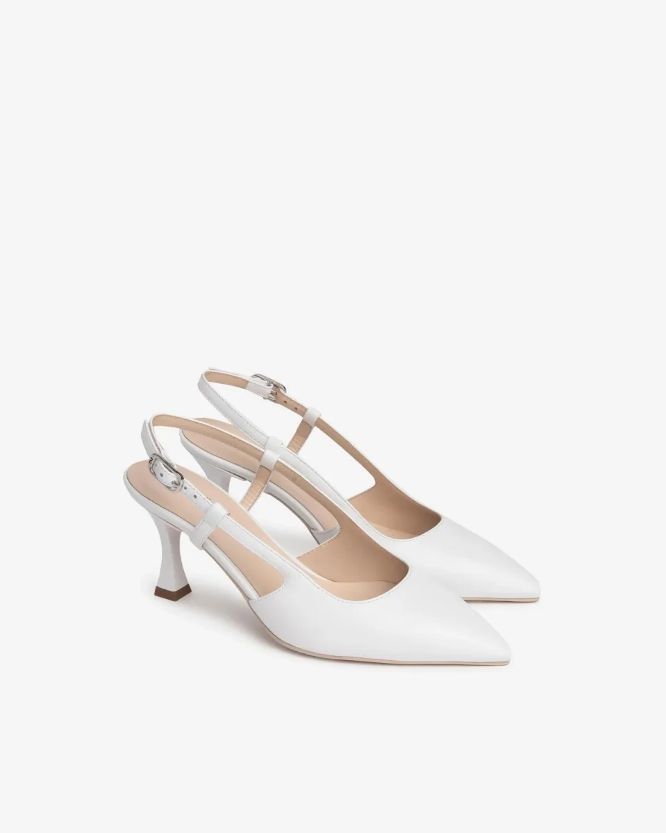 Nero Giardini Chanel a Punta in Pelle Bianca - immagine 3