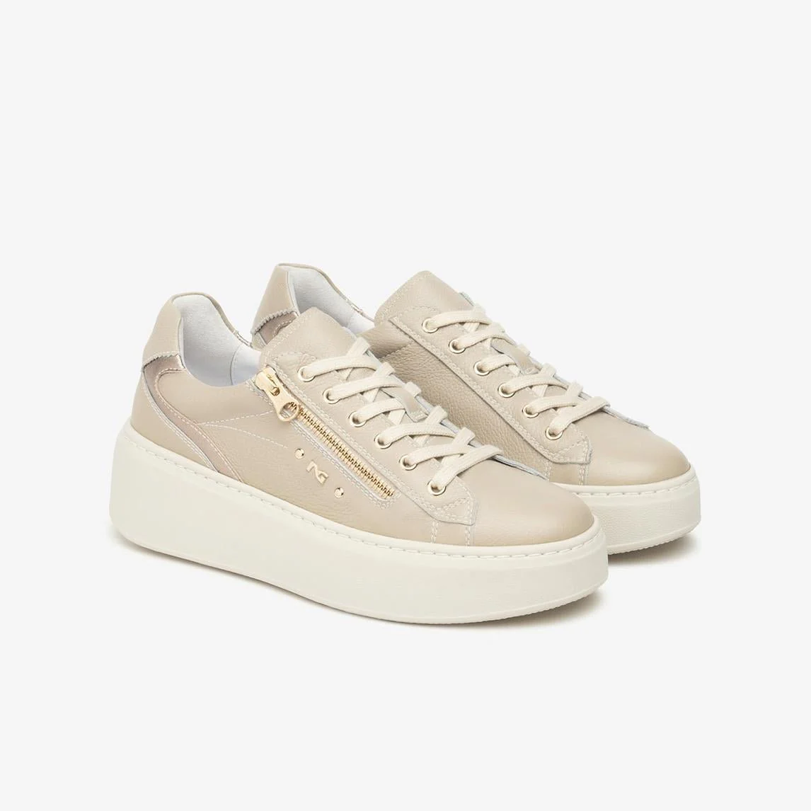 Nero Giardini Sneaker Donna con Platform in Pelle Beige - immagine 3