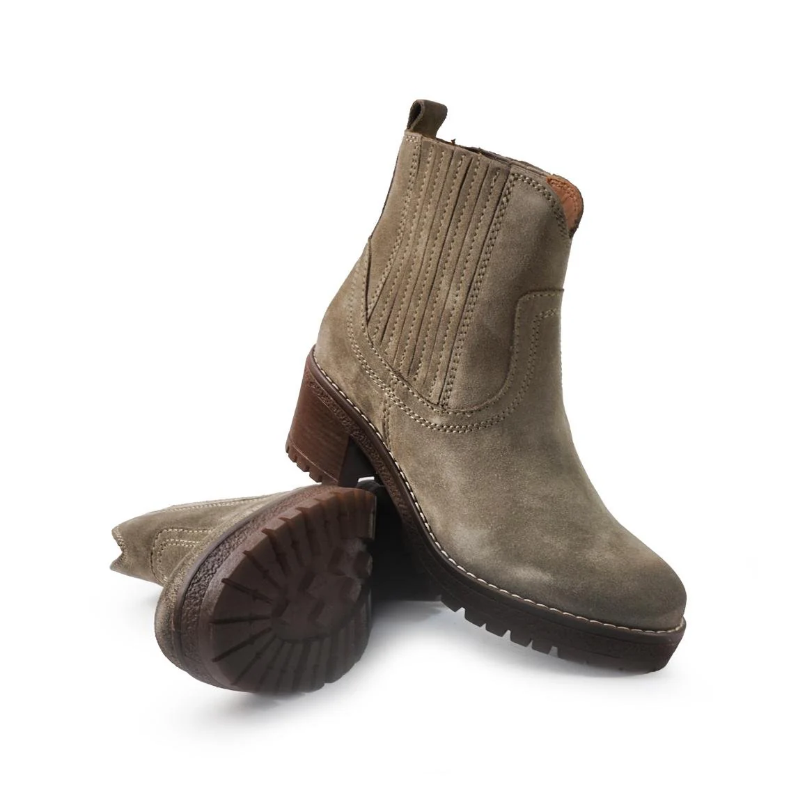 Vueva Stivaletti Chelsea Donna con Tacco in Camoscio Taupe - immagine 4