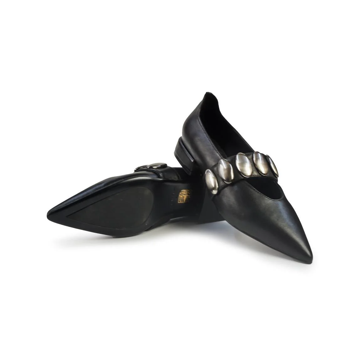 Ballerine Bruno Premi a Punta con Borchie in Pelle Nero - immagine 3