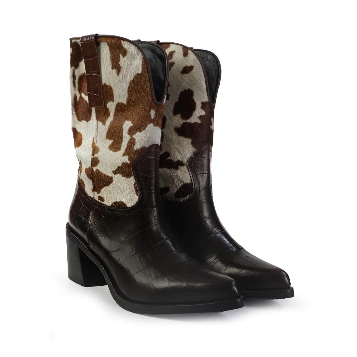 Gianni Crasto Stivale Camperos Tubolare Donna in Pelle Cocco Marrone e Cavallino Animalier - immagine 3