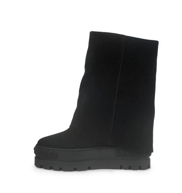 Tsakiris Mallas Stivali Donna Double Face con Risvolto e Zeppa in Camoscio Nero - immagine 5