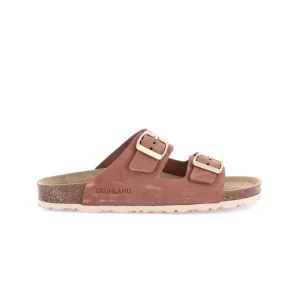 Grunland Sandali Donna Plantare Sughero Doppia Fibbia in Camoscio Rosa