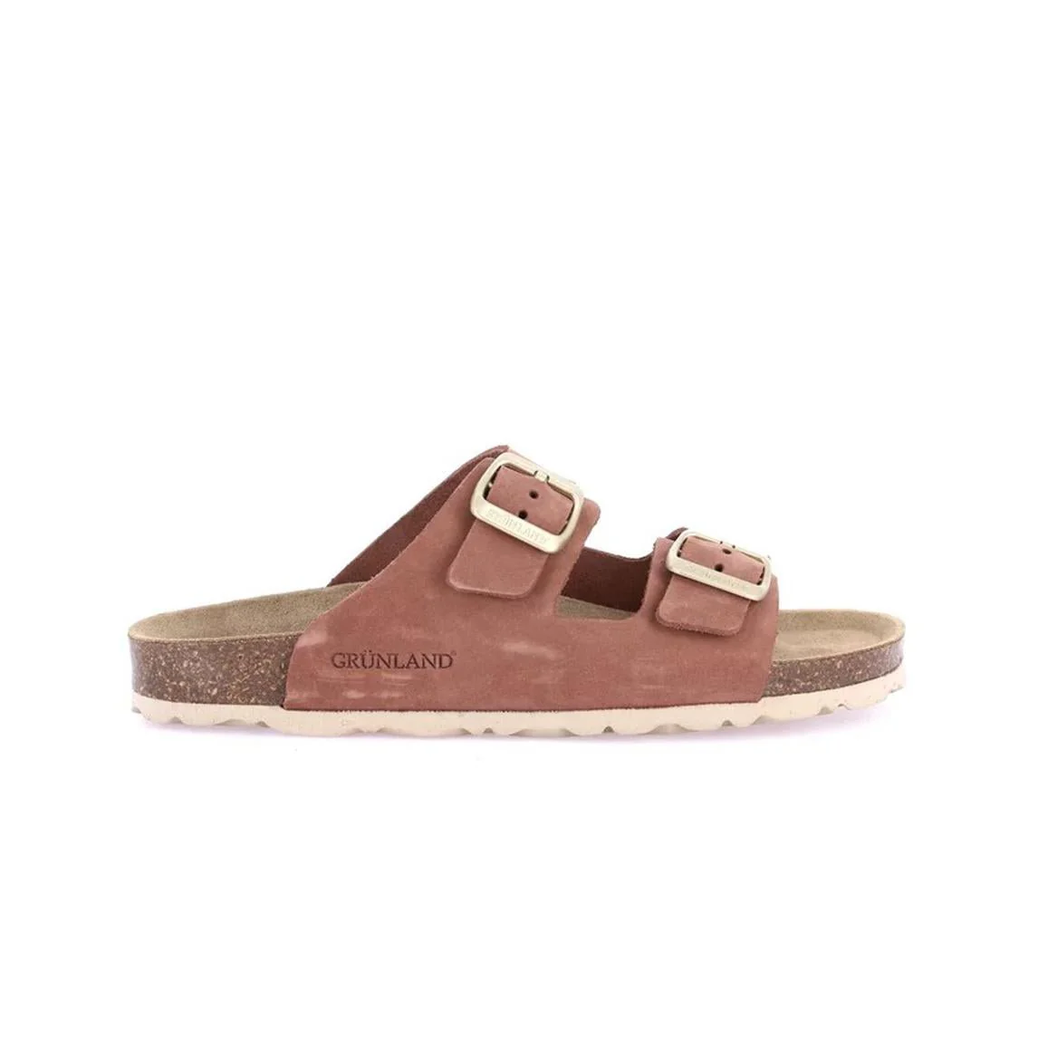 Grunland Sandali Donna Plantare Sughero Doppia Fibbia in Camoscio Rosa