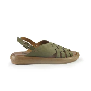 Bueno Sandali Donna Basso in Camoscio Verde