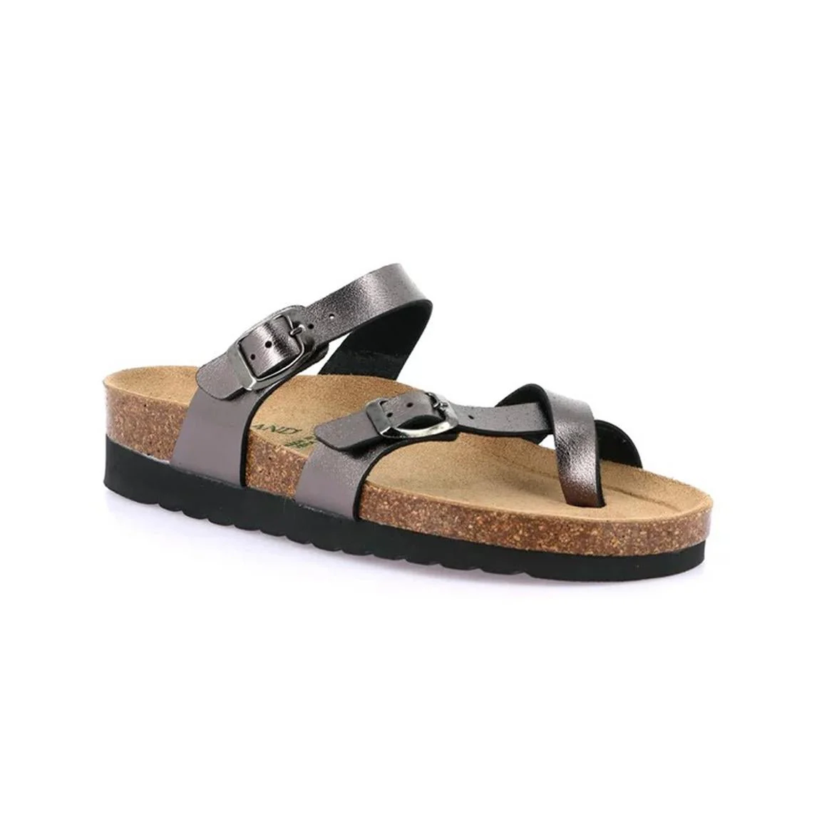 Grunland Sandali Infradito Donna Plantare Sughero Doppia Fibbia Antracite - immagine 6