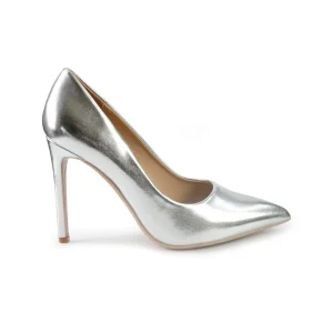 Francesco Milano Decollete Tacco a Spillo in Pelle Argento