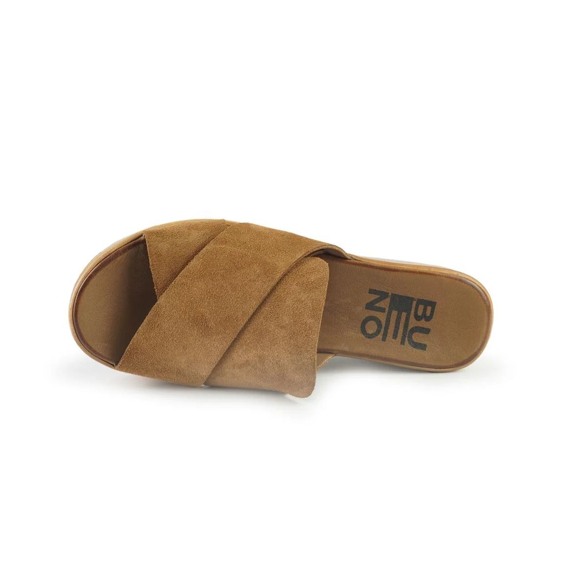 Bueno Sandali Donna con Zeppa in Camoscio Cuoio - immagine 4