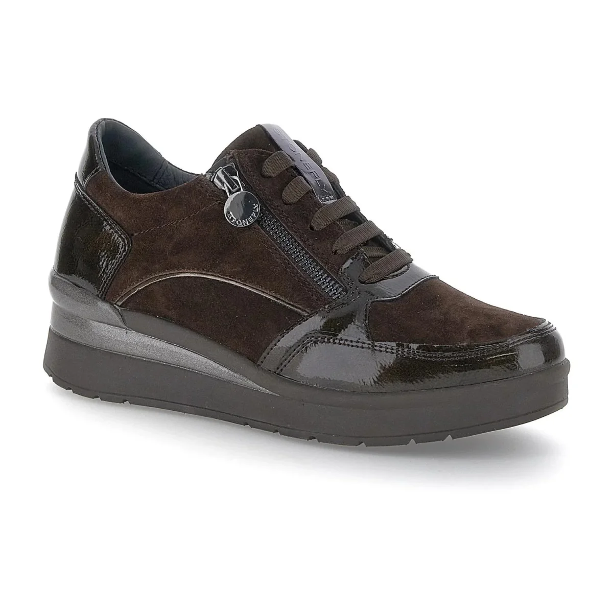 Stonefly Sneakers Donna Lacci e Zip in Pelle Marrone Brown - immagine 3