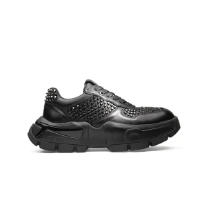 Sneakers Cult Donna con Borchie in Pelle Nero