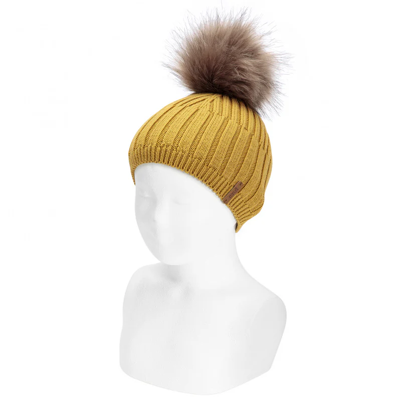 Cappello a costine e PomPom - Mostarda - immagine 2