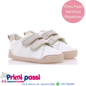 sportiva primi passi barefoot bianca/rosa chiaro